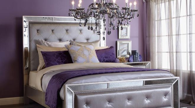 Purple & Silver Bedroom Design